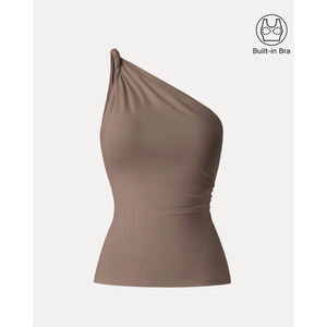 OGL Top Size L NEW Brown One Shoulder Twisted Brami Tank Stretch